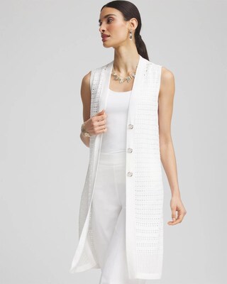 トップス hyeon basil gilet white Pointelle Sleeveless Midi Sweater Vest | Chico's